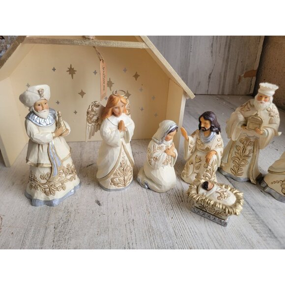Jim Shore lustre blessed birth and Bethlehem Enesco Nativity scene Jesus religio - Picture 2 of 11